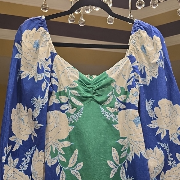 FARM Rio Vibrant Blue and Green Floral Dress - Picture 4 of 16